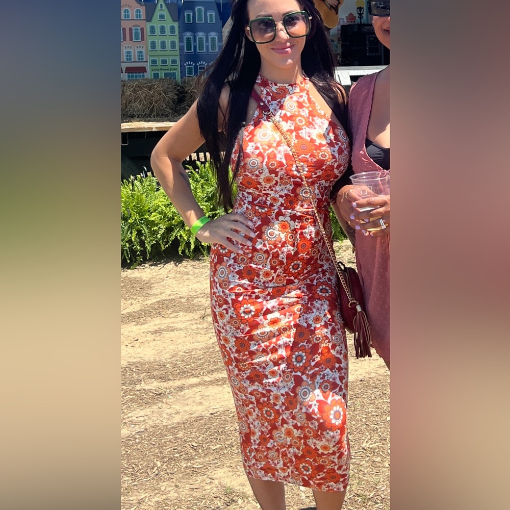 Floral Halter Neck Dress